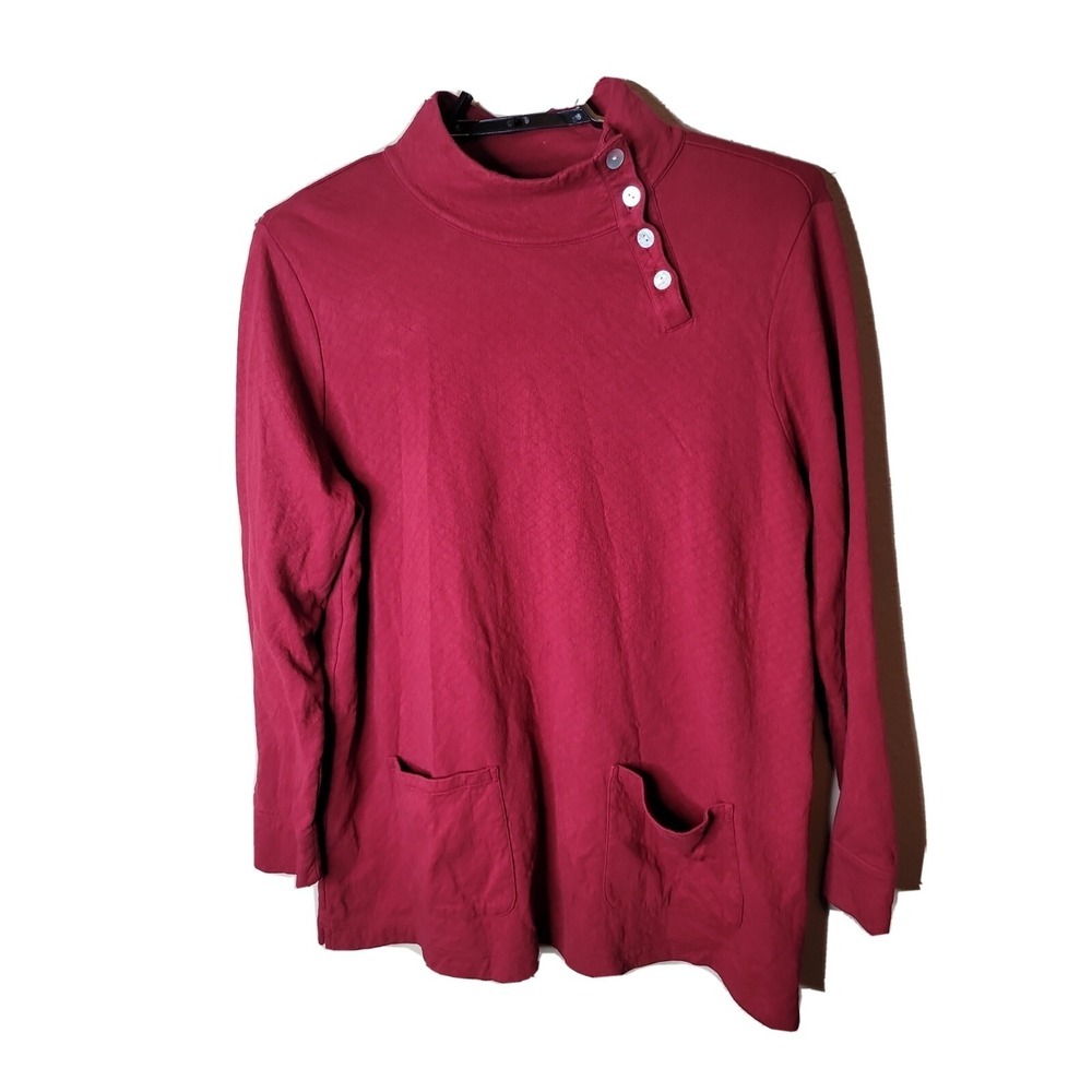 Soft Surroundings Women's Red Tunic Shirt Plus Size 1X 100% Cotton t22
